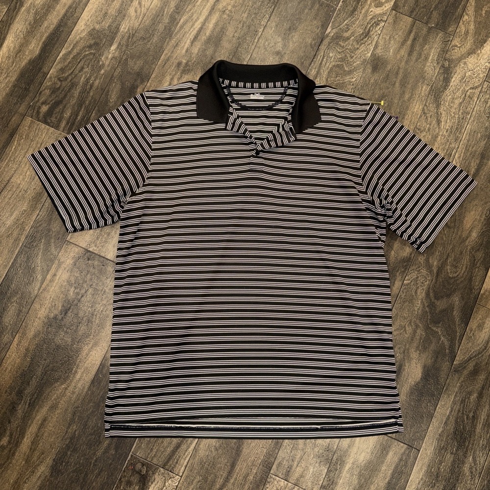 Under Armour Golf Polo Short Sleeve-Shirt Striped Black & White Men's Size L